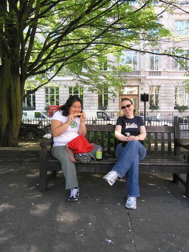 London, April 13-15th 2007: Meeting Sun Lim. We had lunch at Golden Square. That's Sun and Sarah.