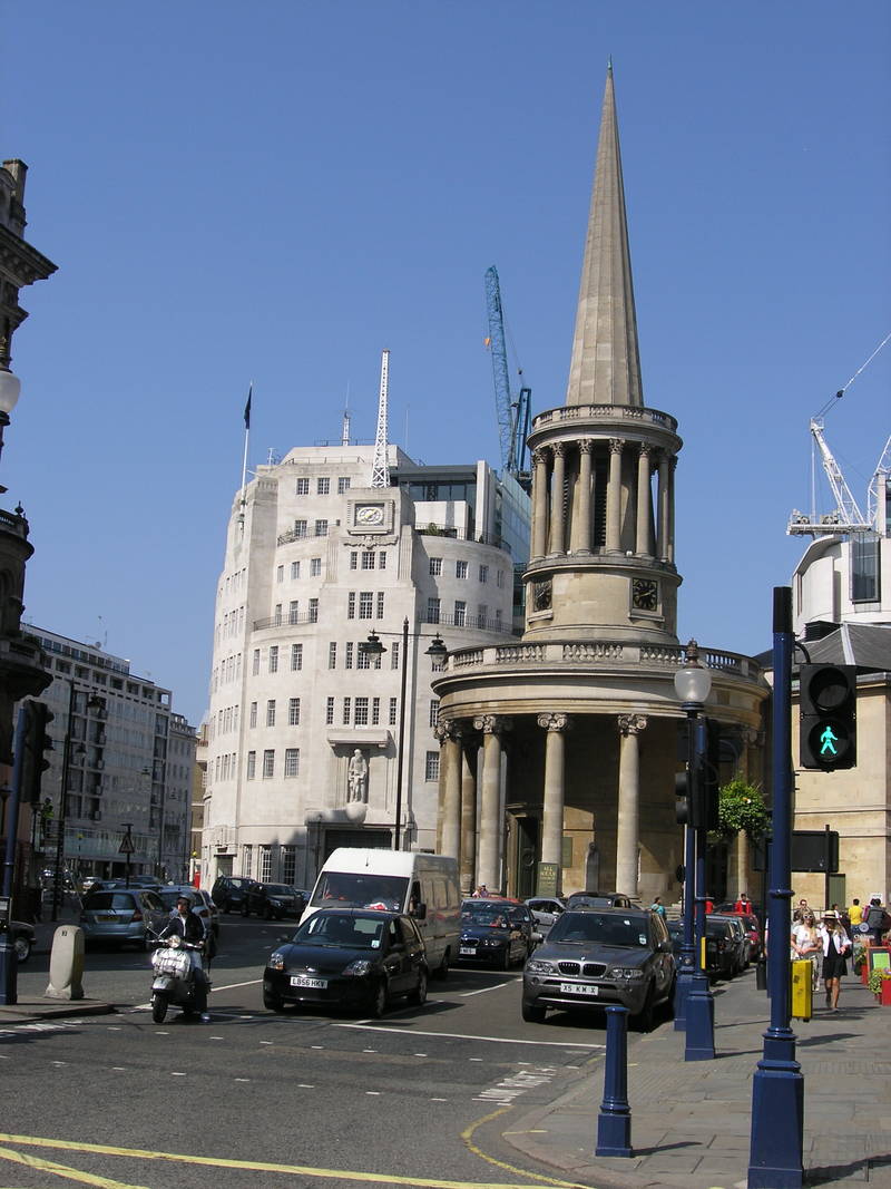 London, April 13-15th 2007: Meeting Sun Lim. The BBC building and some kind of church.